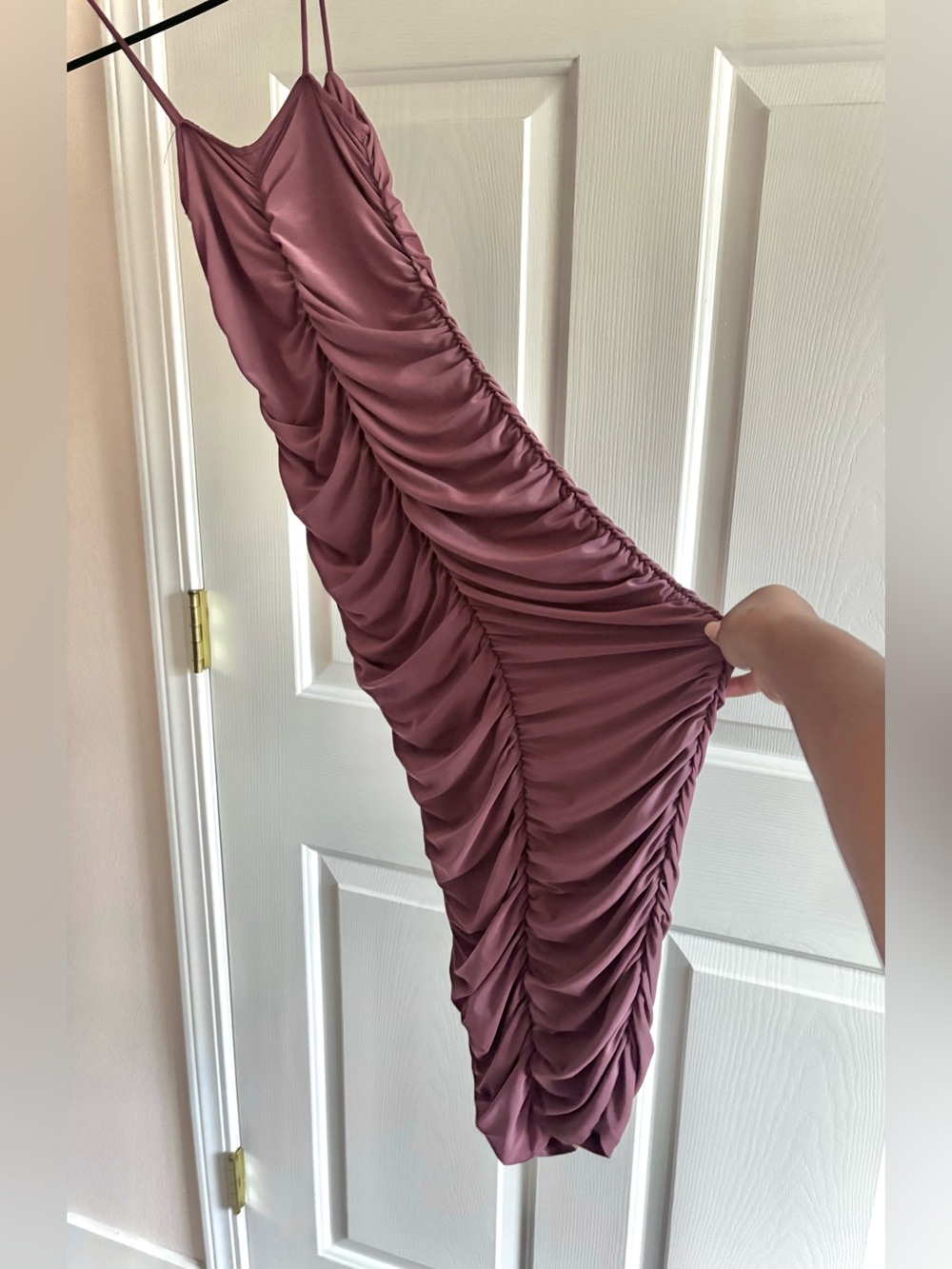 Windsor Mauve Formal Party Fully-Ruched Bodycon Dress S